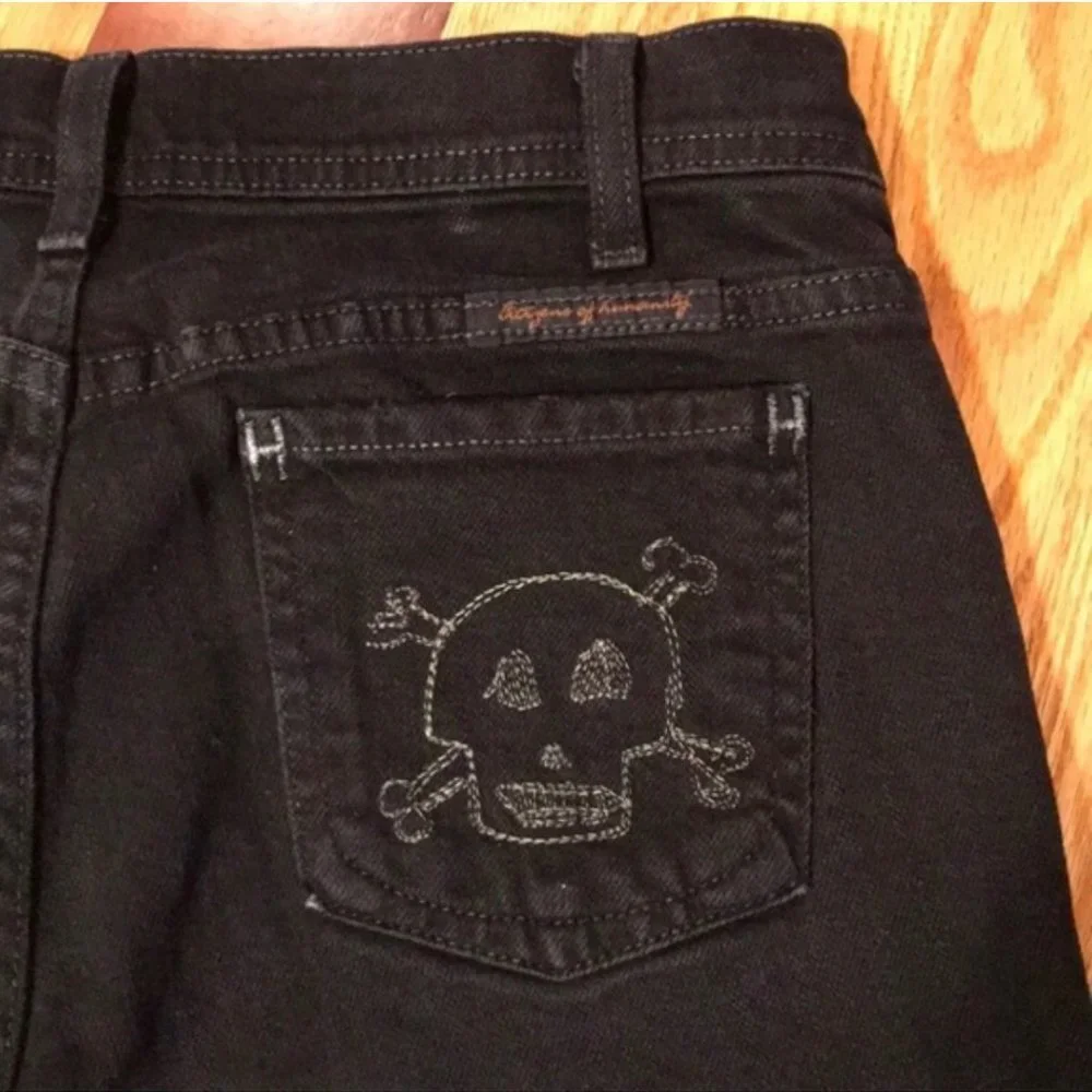 Citizens of Humanity Low Rise Skull and Bunny Jeans Black Size 25 Straight Leg